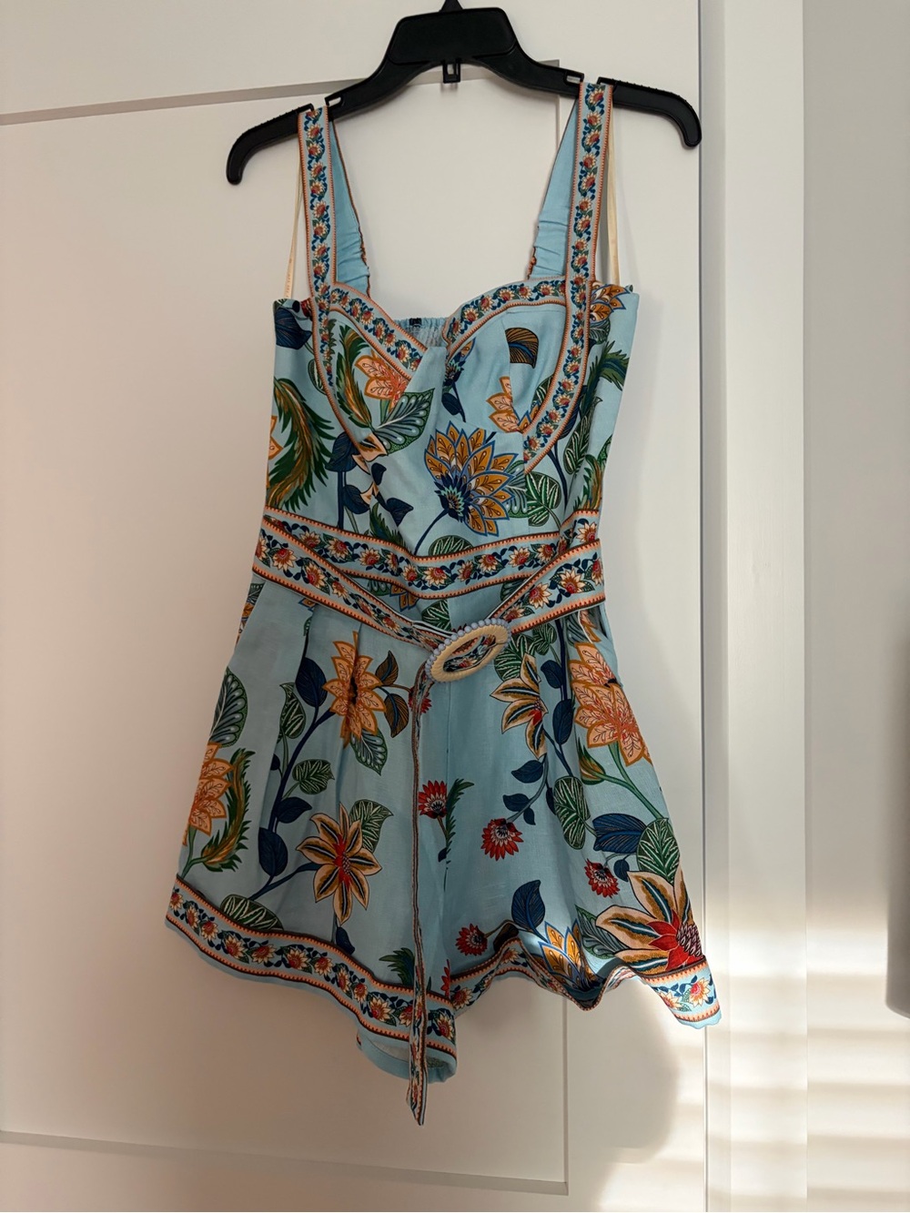 Light Blue Floral Farm Rio Romper